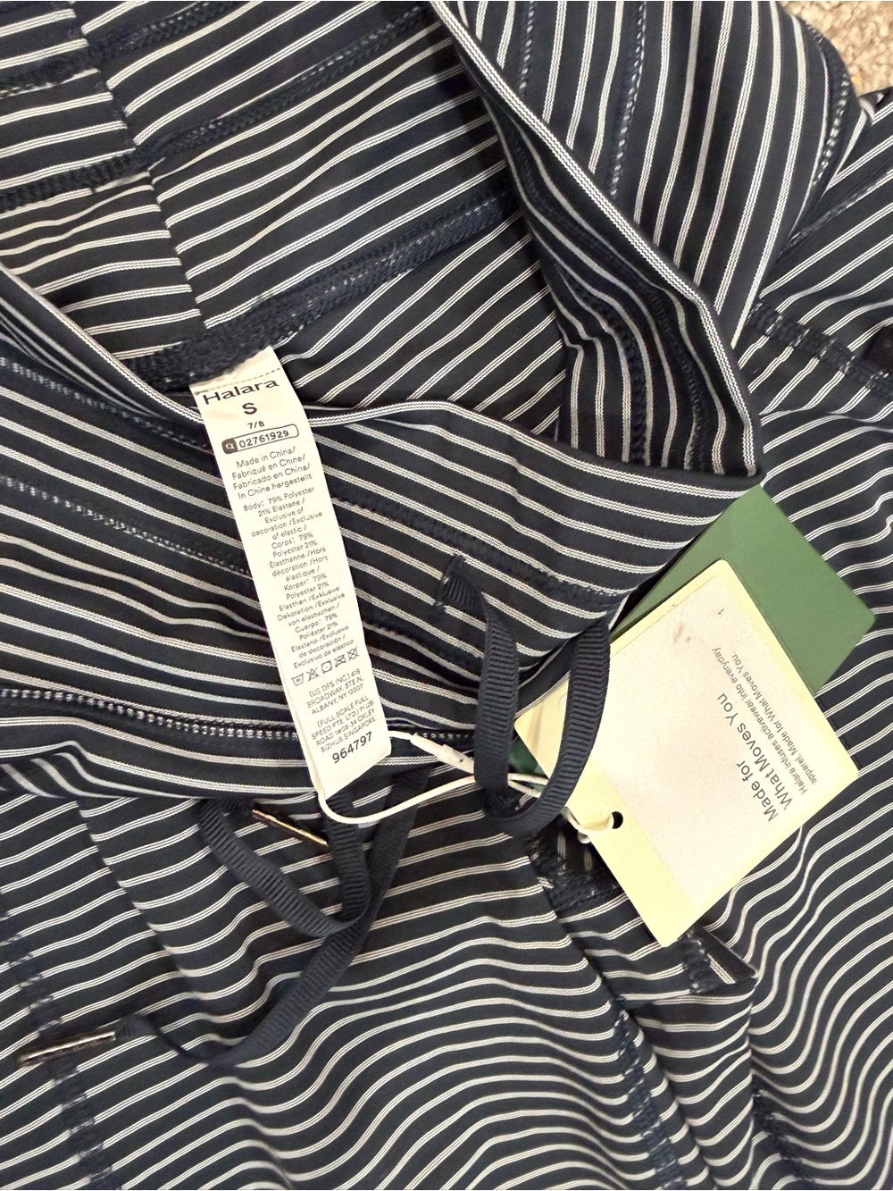 HALARA Navy and White Striped Performance Leggings - Picture 5 of 6